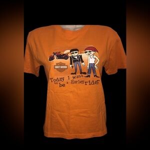 Harley-Davidson Orange Graphic‎ vintage 2005 T-Shirt sz small